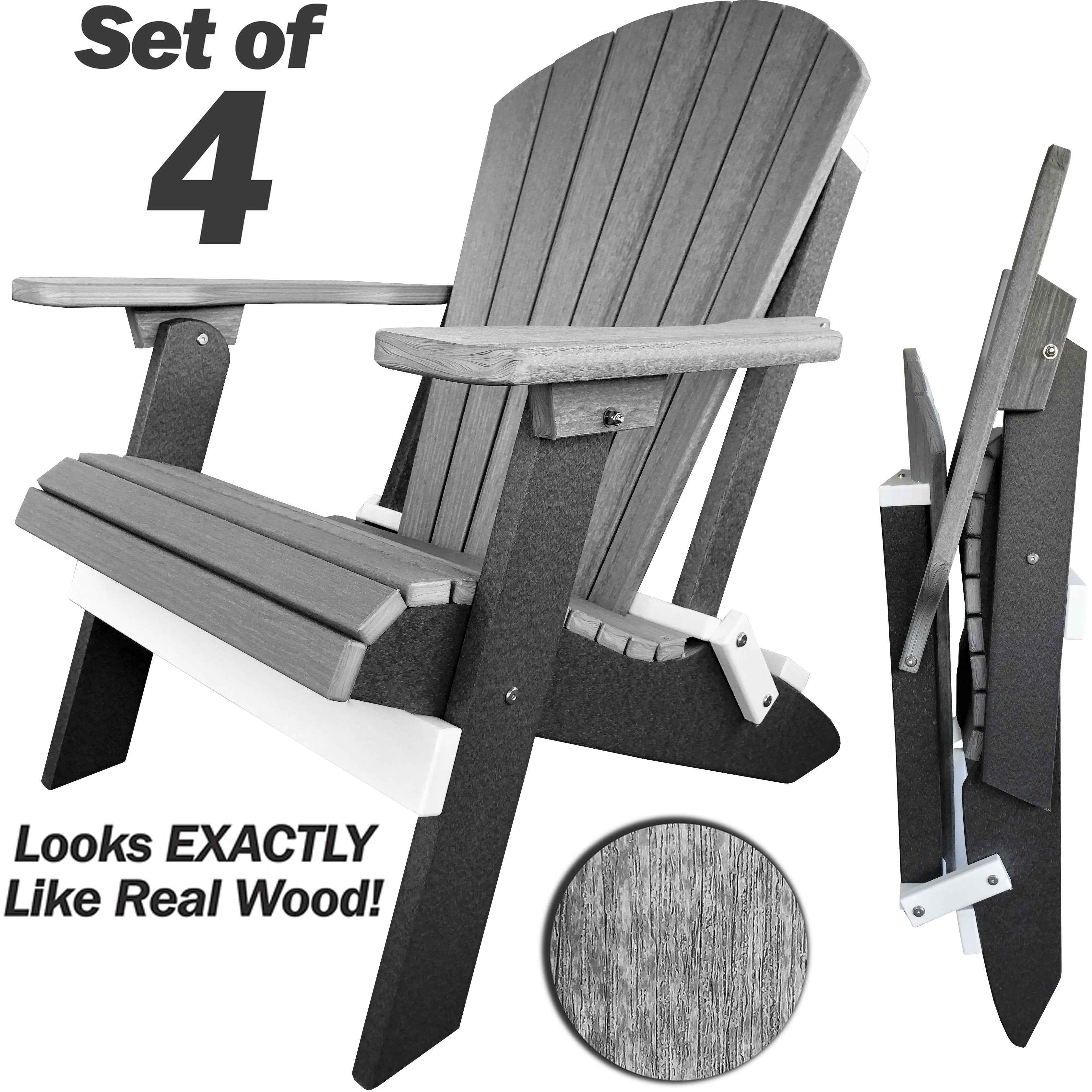 DURAWEATHER POLY® Set of 4 Signature Series Folding Adirondack Chairs King Size