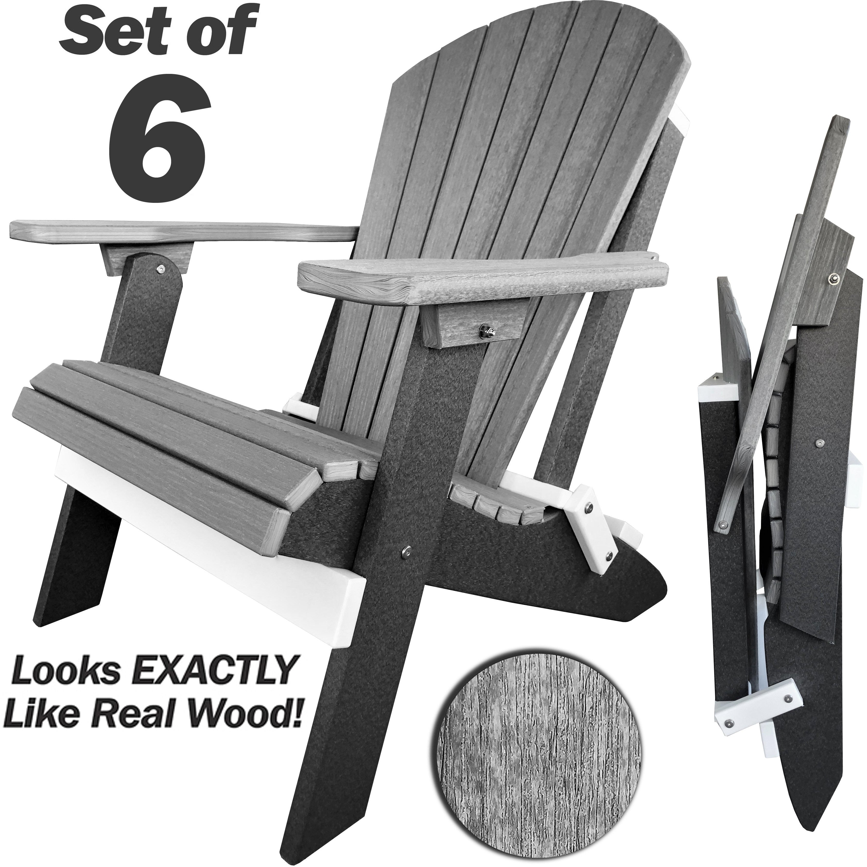 DURAWEATHER POLY® Set of 6 Signature Series Folding Adirondack Chairs King Size