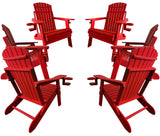 QUICK SHIP - Set of 6 DuraWeather Poly&reg; King Size Folding Adirondack Chair With Collapsible Cup Holders
