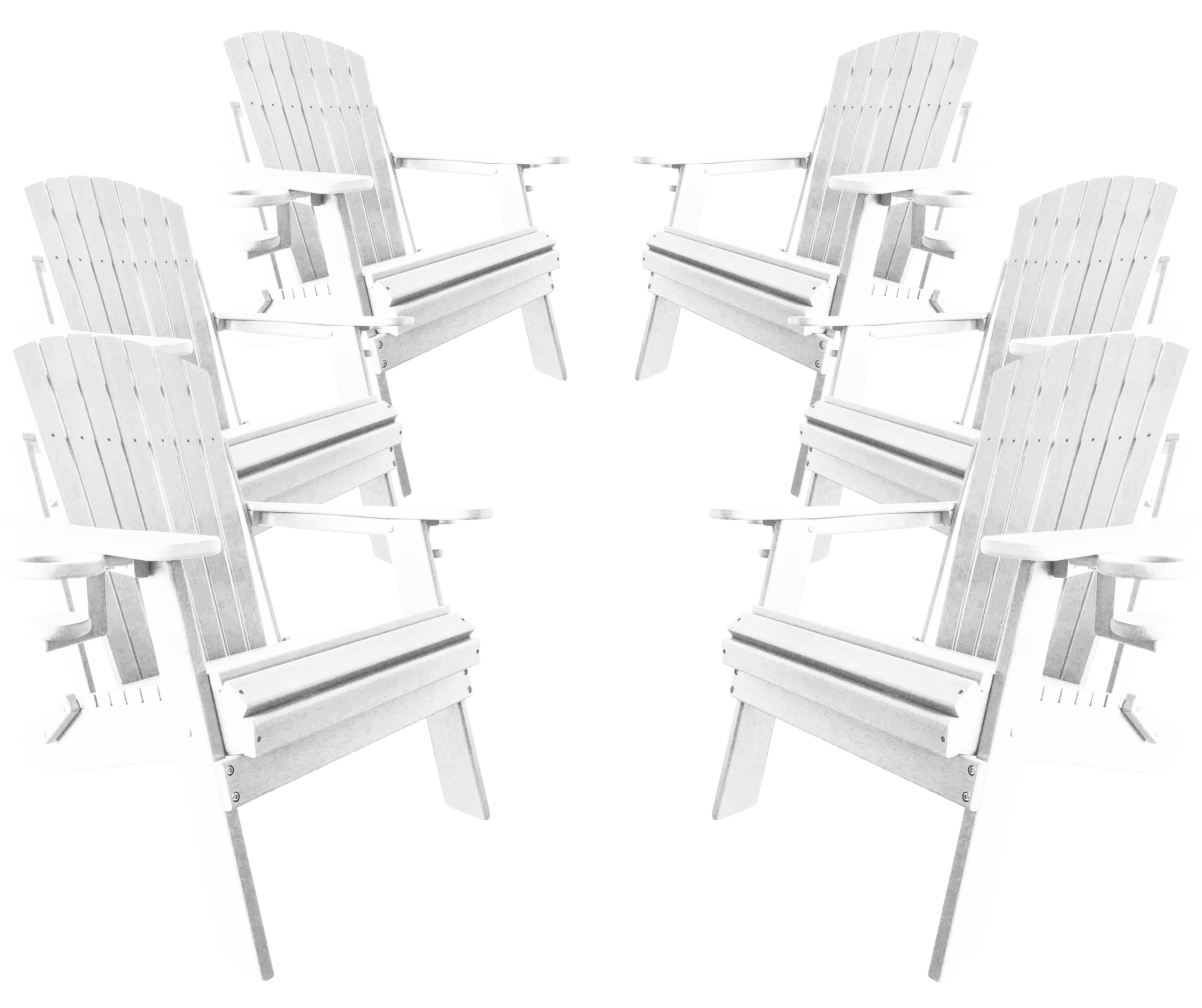 QUICK SHIP - Set of 6 DuraWeather Poly&reg; King Size Folding Adirondack Chair With Collapsible Cup Holders