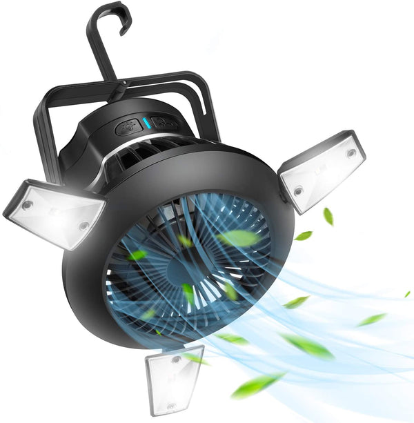 Set of 2 - Solar Rechargeable Fan, Light, & Phone Charger!