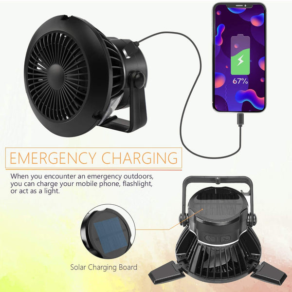 Solar Rechargeable Fan, Light, & Phone Charger!