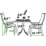 three piece sling all weather dining set dimensional photo