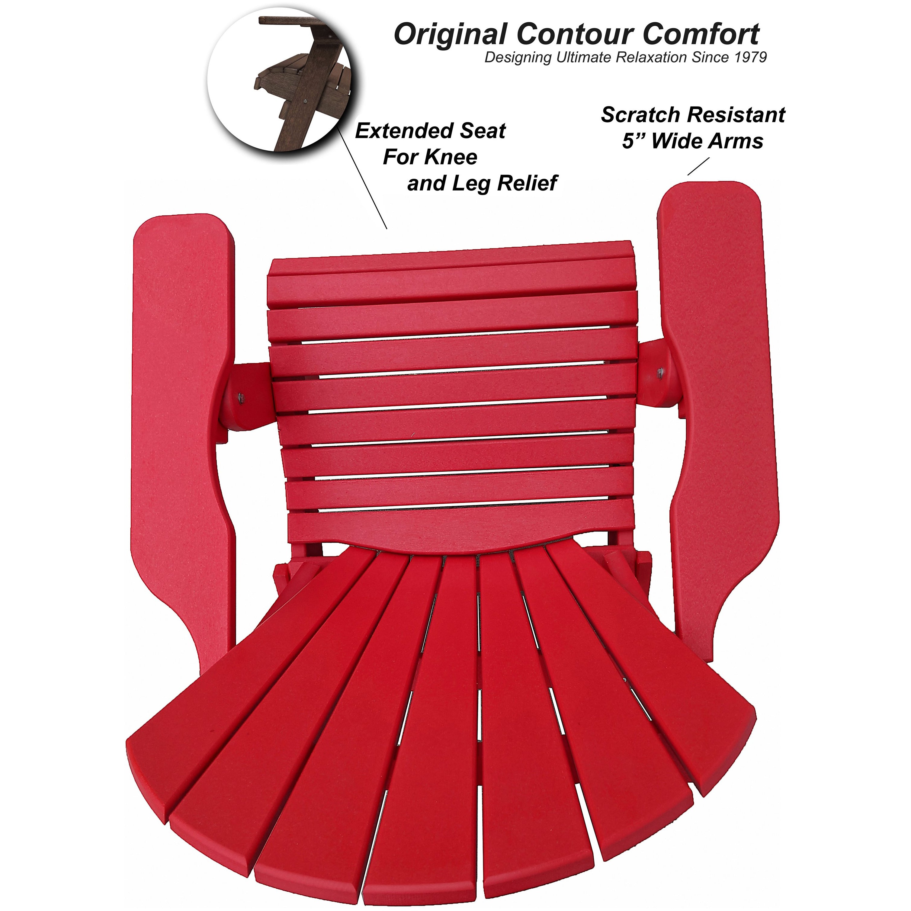 DuraWeather Poly&reg; King Size Folding Adirondack Chair - (Strawberry Red)