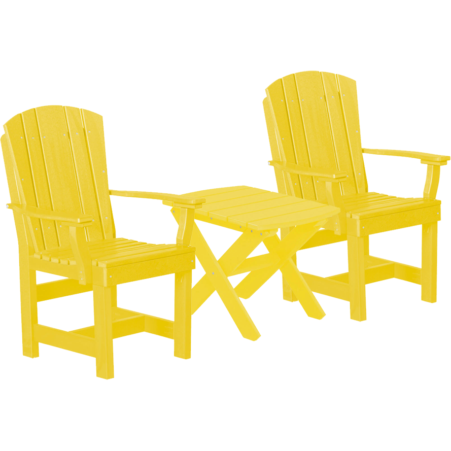 yellow duraweather three piece upright plantation bistro set all weather poly wood