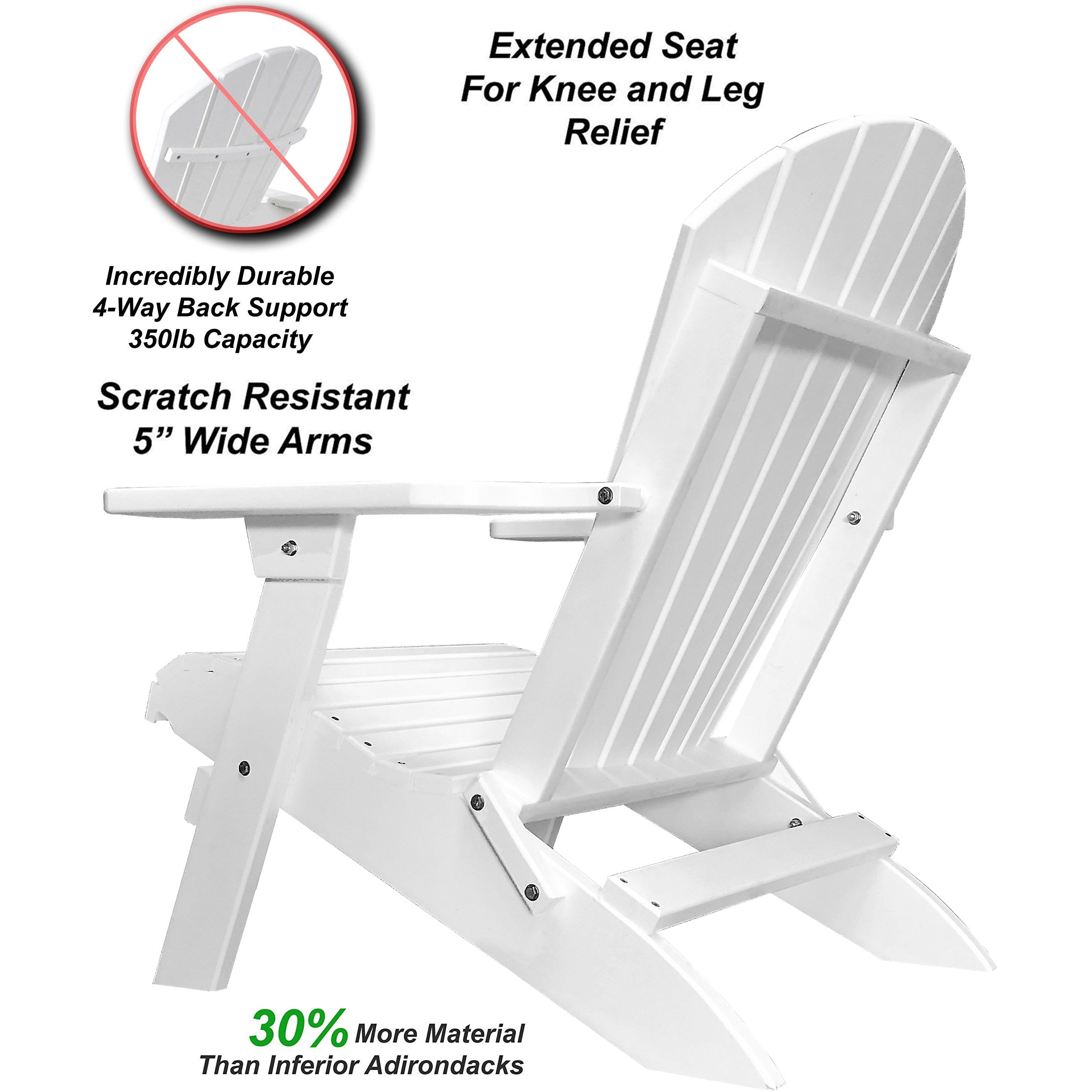 DuraWeather Poly&reg; King Size Folding Adirondack Chair - Exclusive Wood Grain Poly-resin