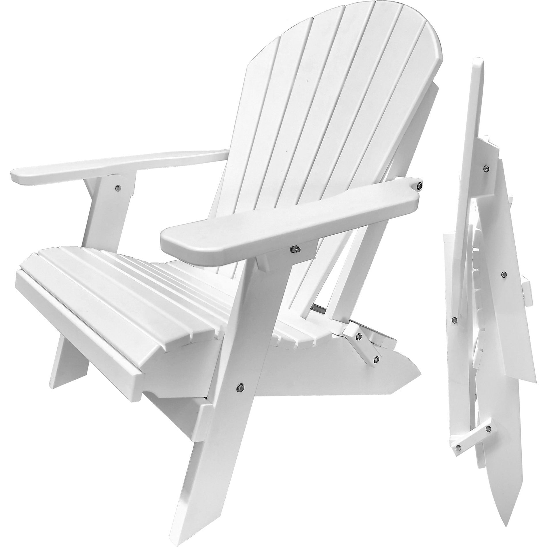 DURAWEATHER POLY® Set of 4 Folding Adirondack Chairs King Size - 4 Folding Ottomans and 2 Folding Side Tables