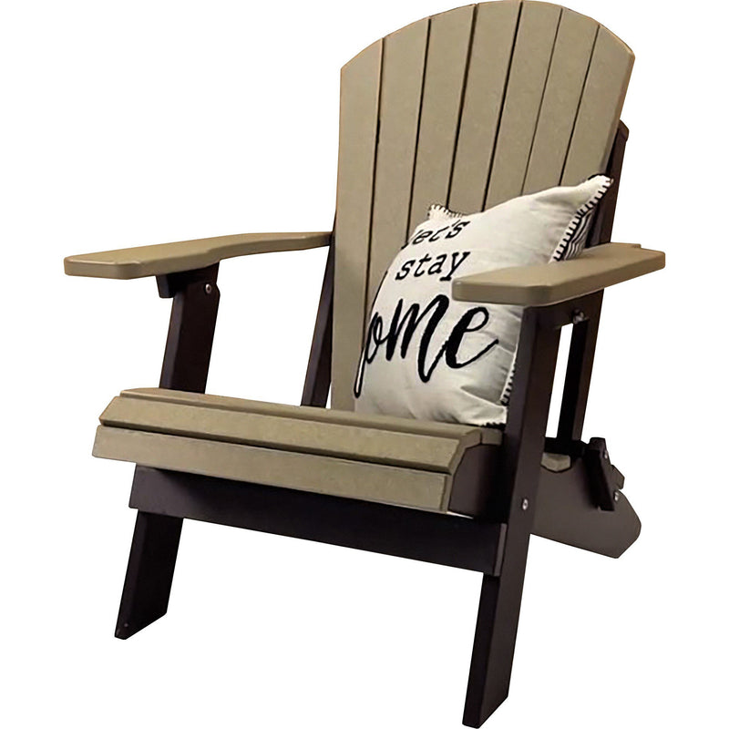 birchwood taupe on chocolate brown duraweather king size folding adirondack chair all weather poly