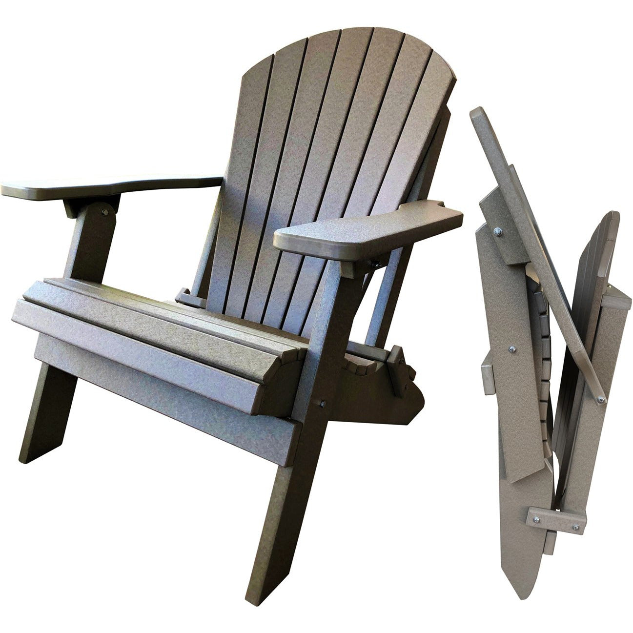 DuraWeather Poly&reg; King Size Folding Adirondack Chair - Exclusive Wood Grain Poly-resin