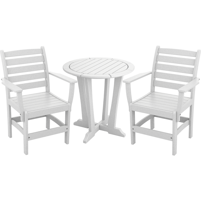 White three piece countryside bistro set poly patio furniture