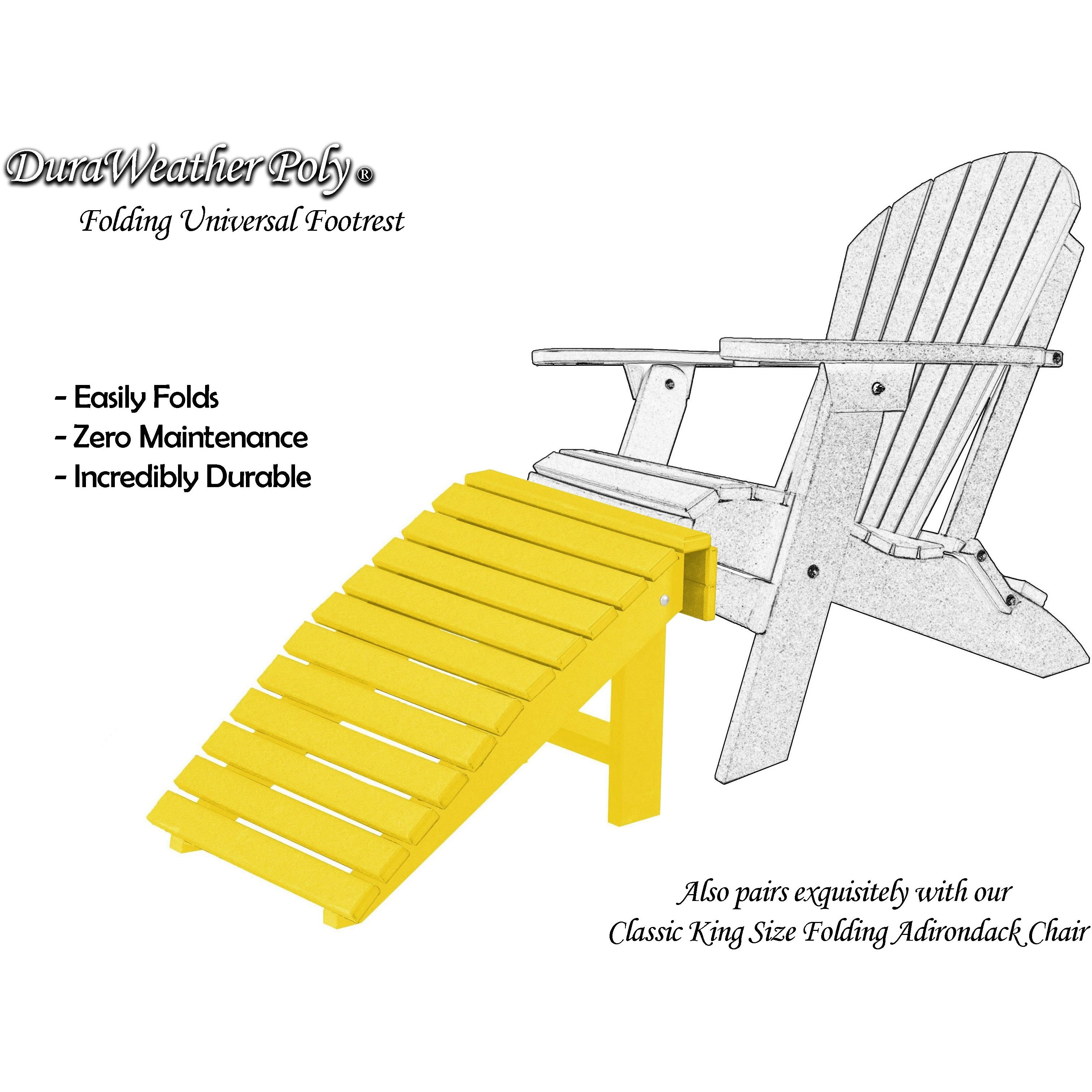 DuraWeather Poly&reg; Universal Folding Ottoman Footrest - Ships Fully Assembled