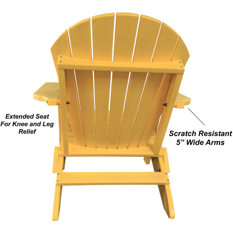 yellow duraweather king size folding adirondack chair all weather poly wood