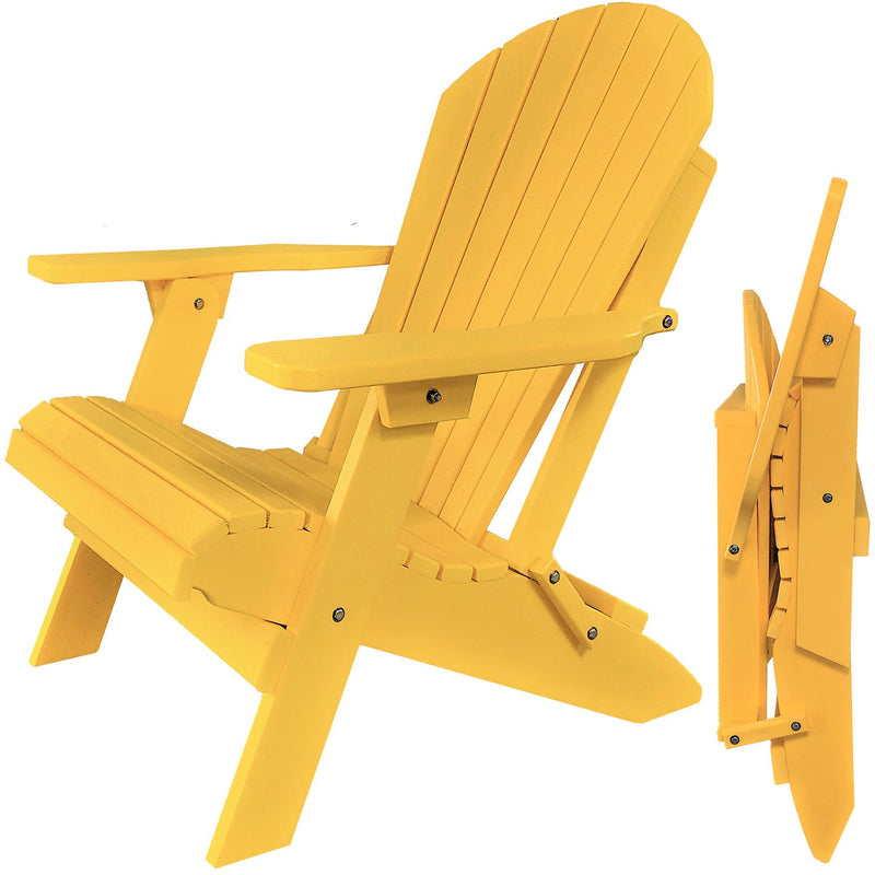 DuraWeather Poly&reg; King Size Folding Adirondack Chair - (Lemon Yellow)