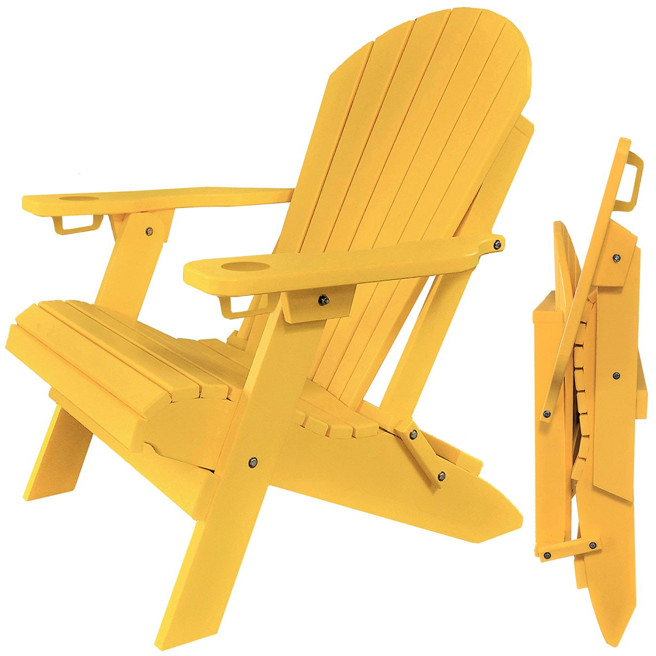 DURAWEATHER POLY® Folding Adirondack Chair With Built-in Cup Holders King-Size