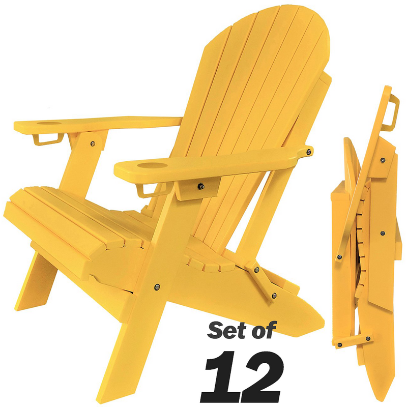 yellow polywood folding adirondack chair