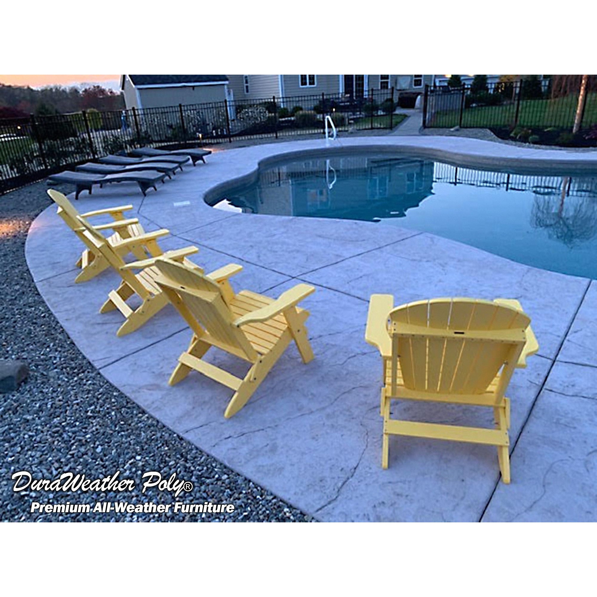 DuraWeather Poly&reg; King Size Folding Adirondack Chair - (Lemon Yellow)