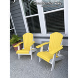 DuraWeather Poly&reg; King Size Folding Adirondack Chair - (Lemon Yellow on White)