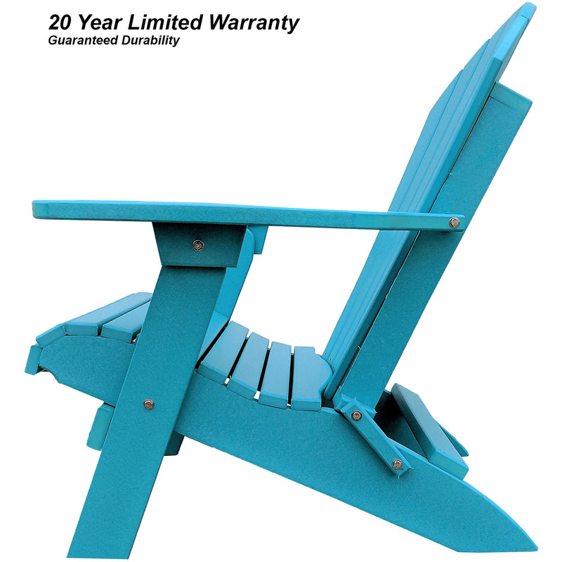 Set of 2 - DuraWeather Poly® King Size Folding Adirondack Chairs + 1 Folding End Table With Removable Tray