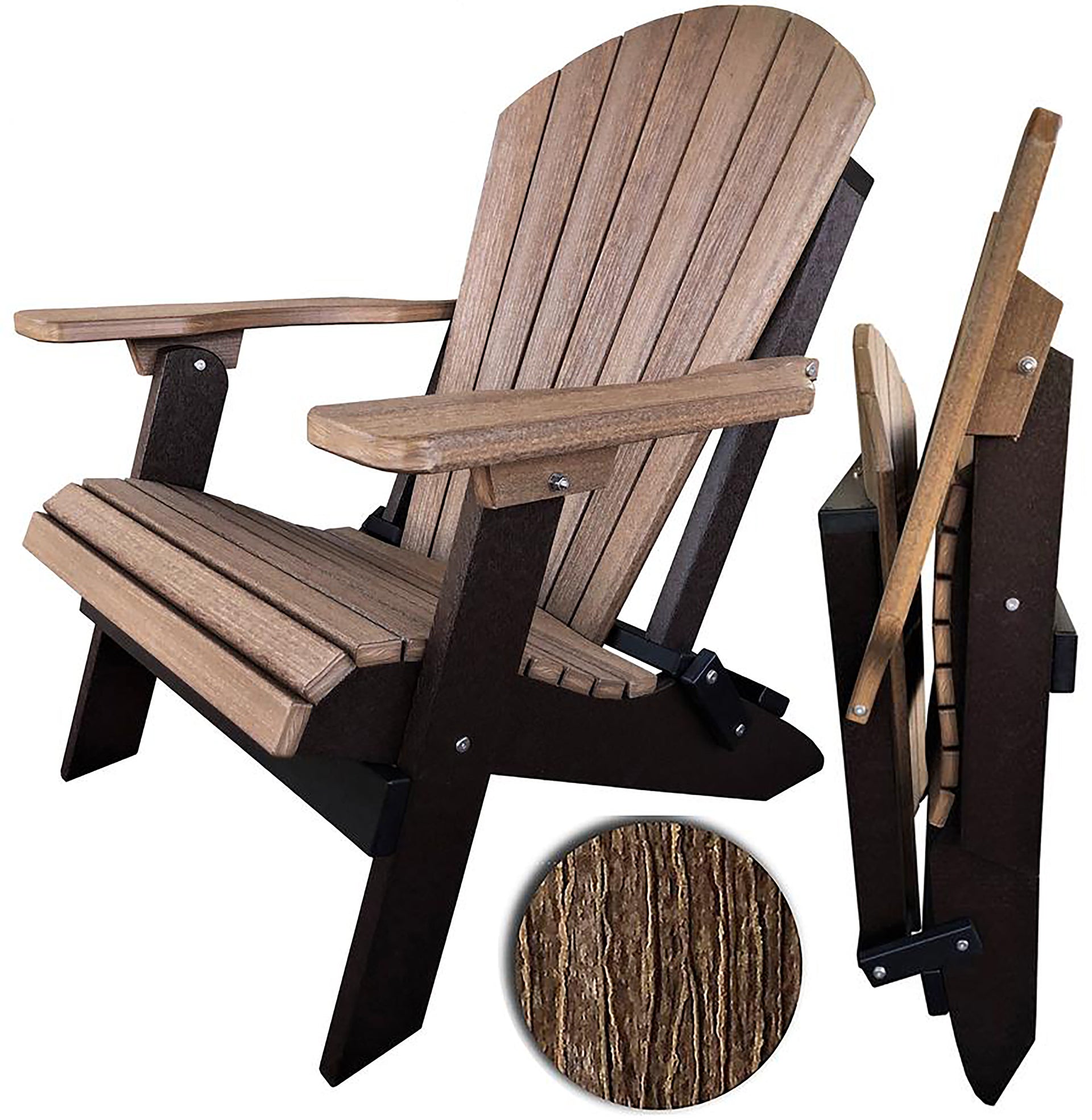 Merrick Lane Adirondack Chair with Cup Holder and Pull Out Ottoman, All-Weather HDPE Indoor/Outdoor Lounge Chair in Red