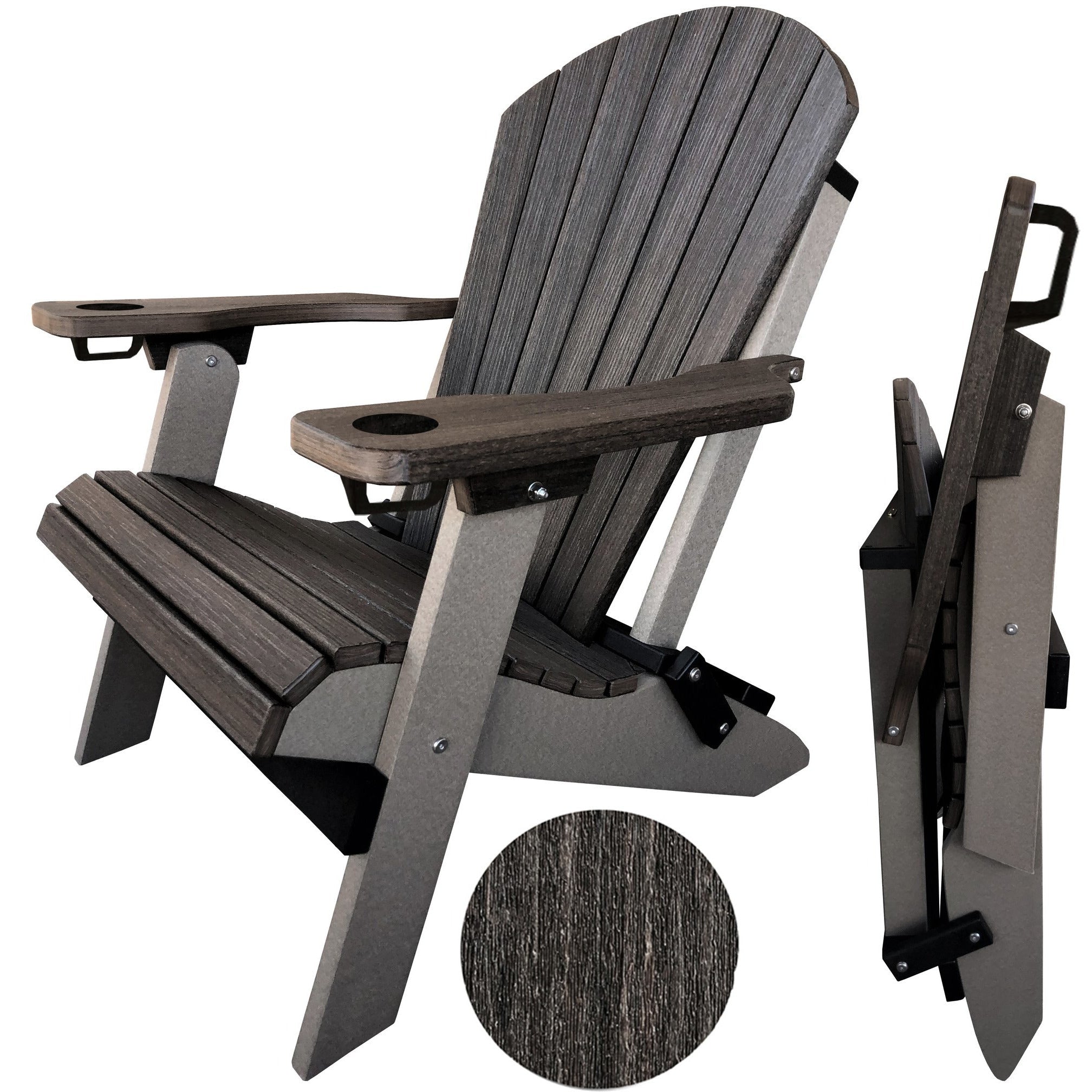 DURAWEATHER POLY® Signature Series Folding Adirondack Chairs With Built In Cup Holders King Size