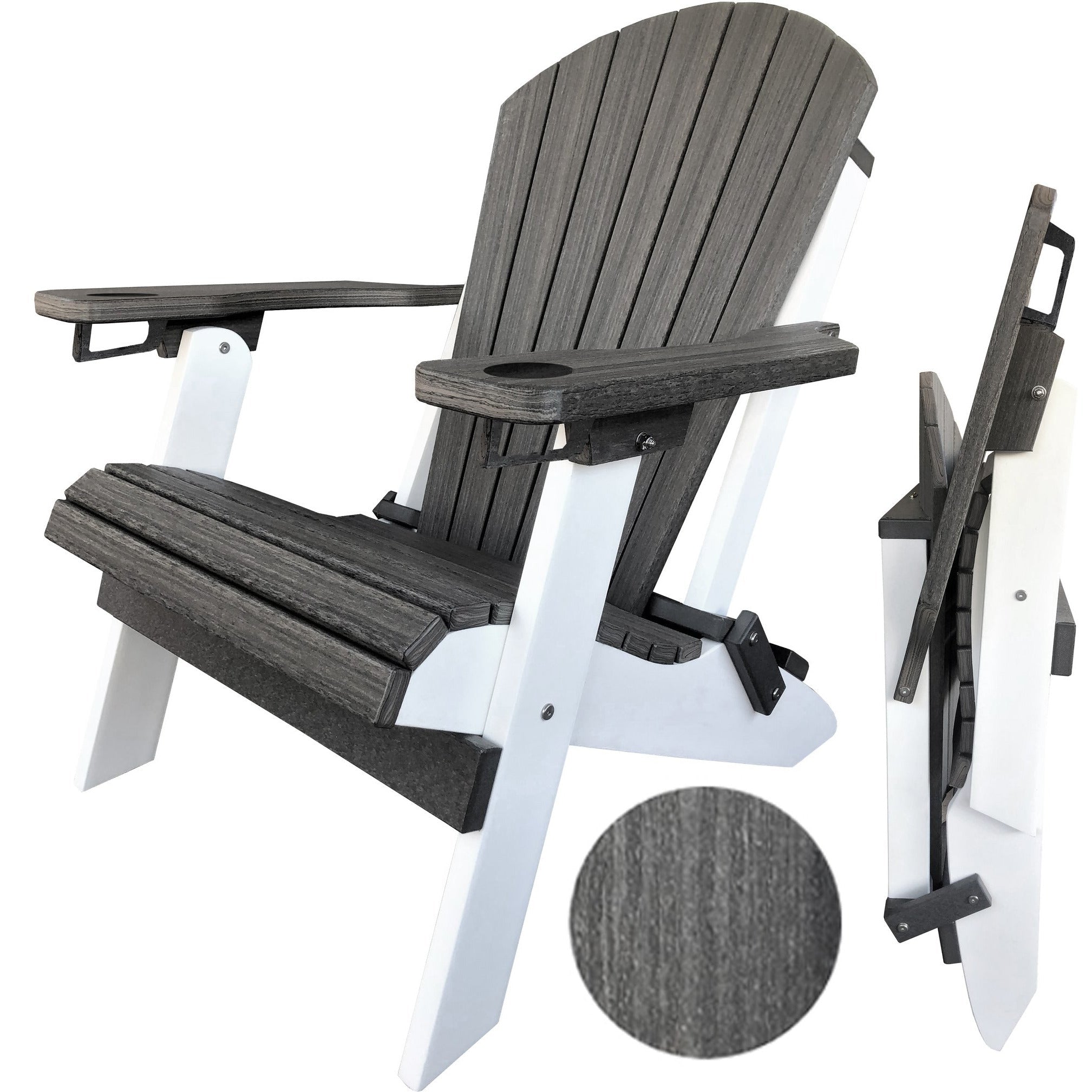 DURAWEATHER POLY® Signature Series Folding Adirondack Chairs With Built In Cup Holders King Size