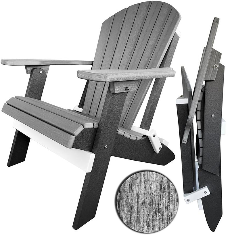 New! DuraWeather Poly&reg; King Size Folding Adirondack Chair - Signature Collection