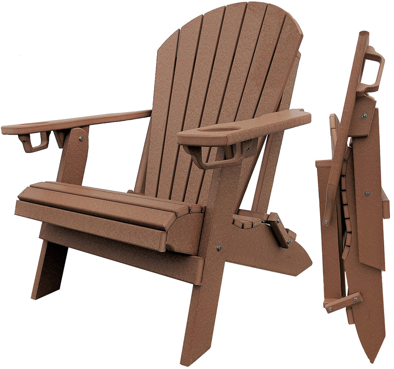 DuraWeather Poly&reg; King Size Folding Adirondack Chair with Built-in Cup Holders