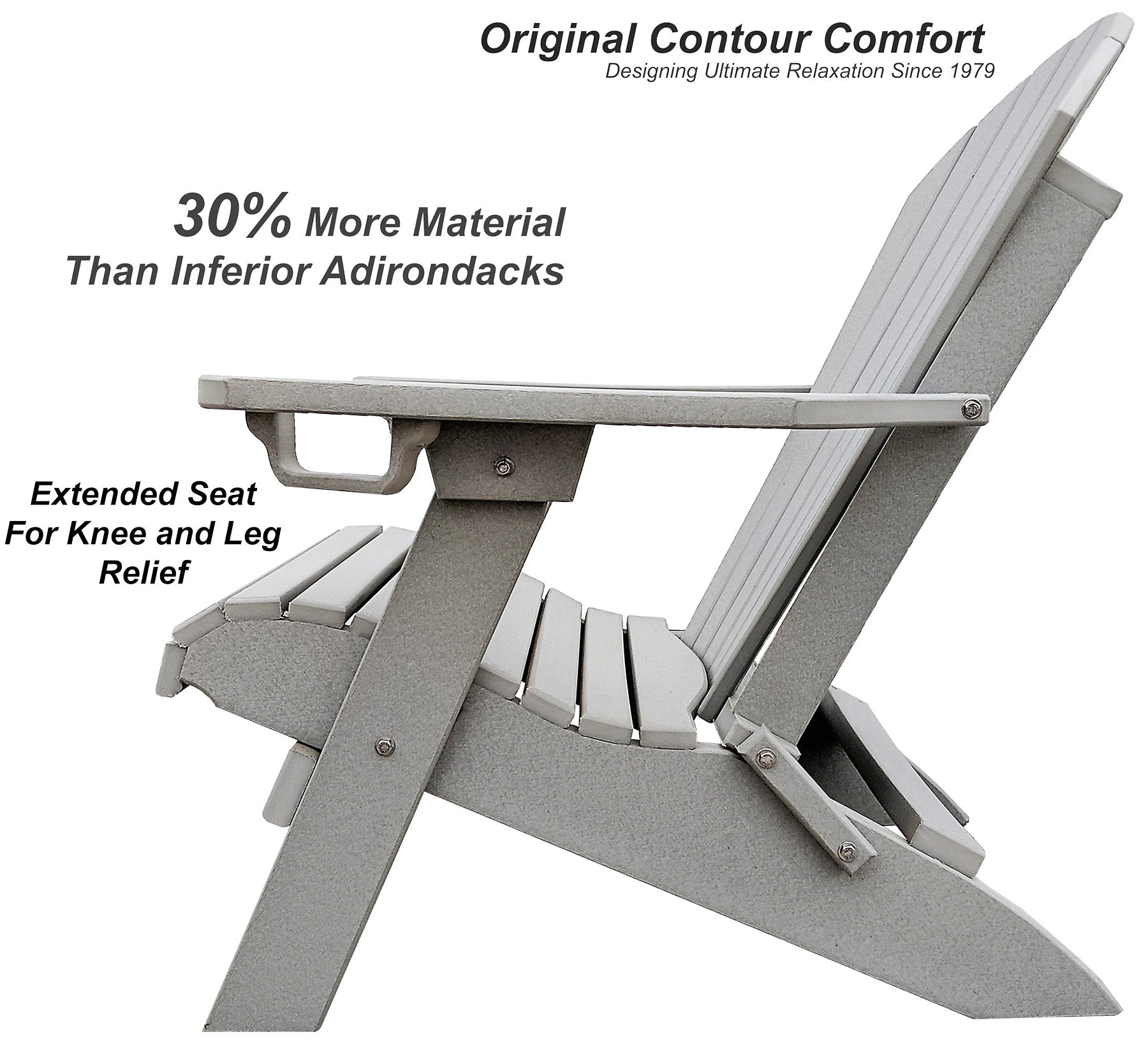 DuraWeather Poly&reg; Premium King Size Folding Adirondack Chair with Built-in Cup Holders
