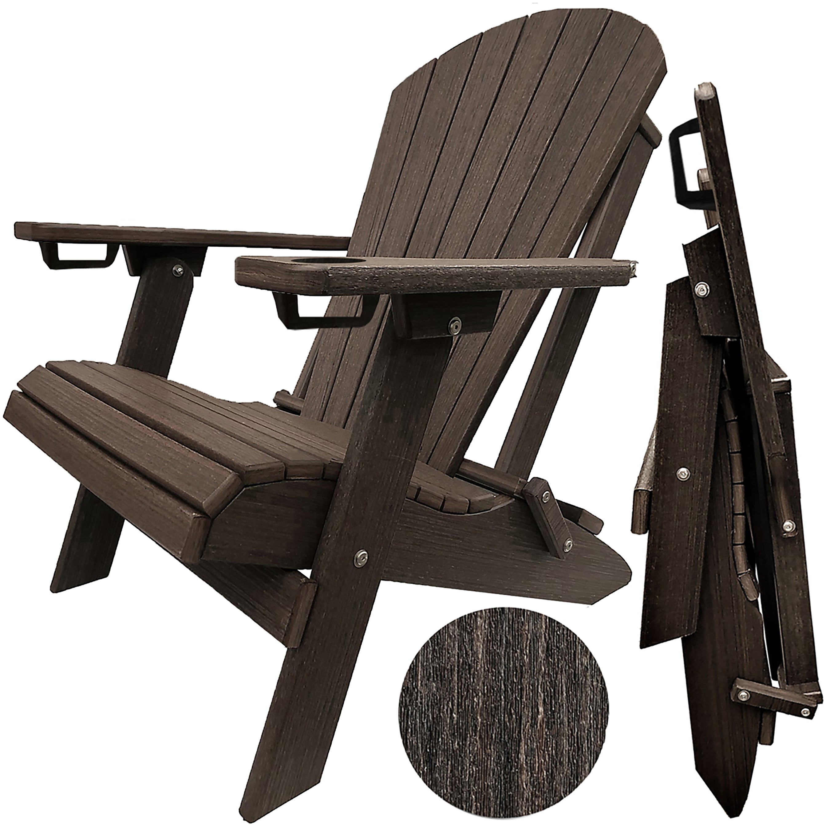 DURAWEATHER POLY® Folding Adirondack Chair With Built-in Cup Holders King-Size