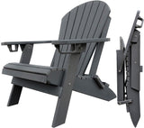 DuraWeather Poly&reg; King Size Folding Adirondack Chair with Built-in Cup Holders - (Charcoal Grey)