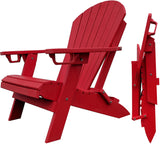 Set of 8 - DuraWeather Poly&reg; King Size Folding Adirondack Chair with Built-in Cup Holders (30+ Color Options)