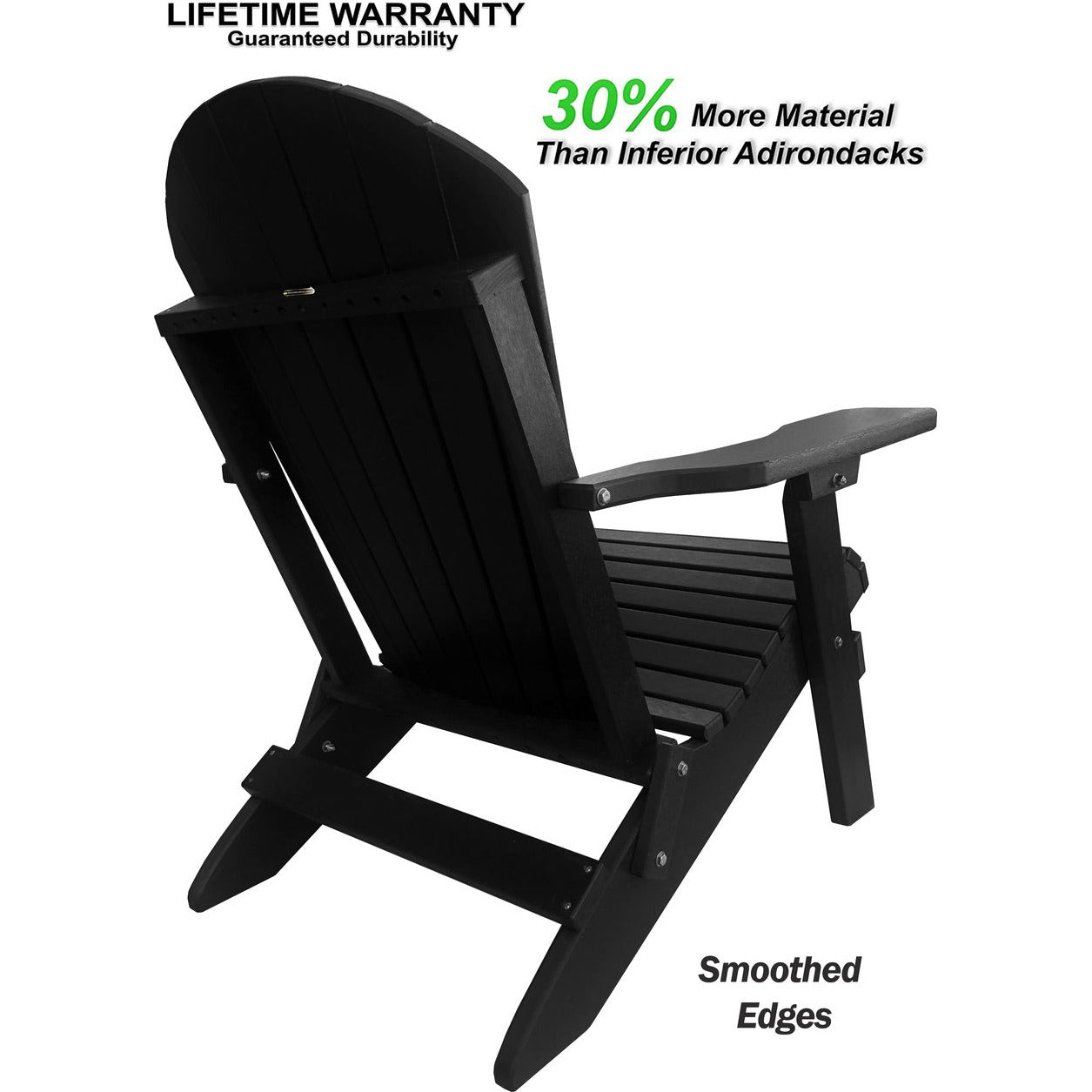 black duraweather king size folding adirondack chair all weather poly wood