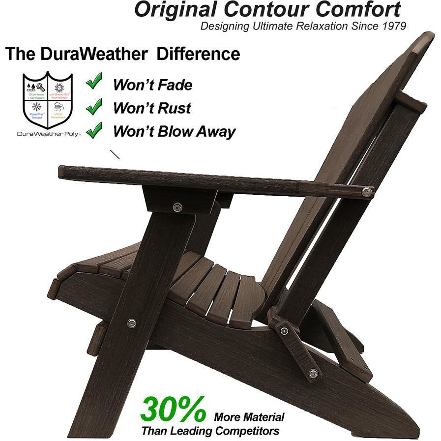 brazilian walnut side view duraweather king size folding adirondack chair all weather poly wood