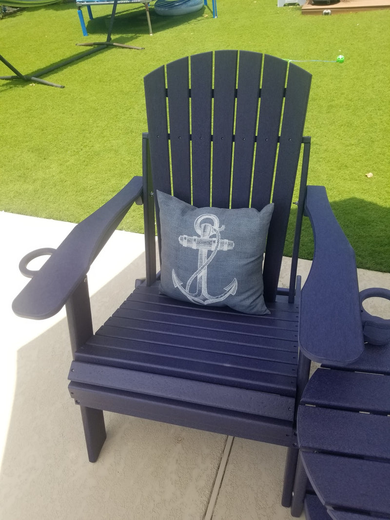 QUICK SHIP - DuraWeather Poly&reg; King Size Folding Adirondack Chair With Collapsible Cup Holders