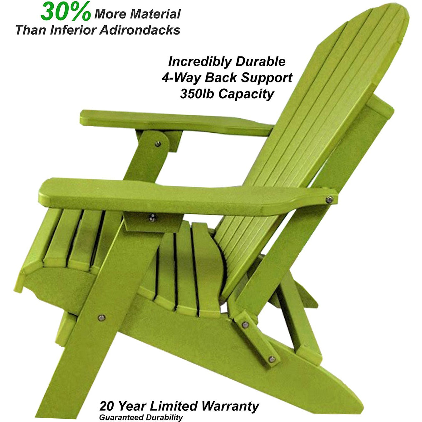 DuraWeather Poly&reg; King Size Folding Adirondack Chair - Exclusive Wood Grain Poly-resin