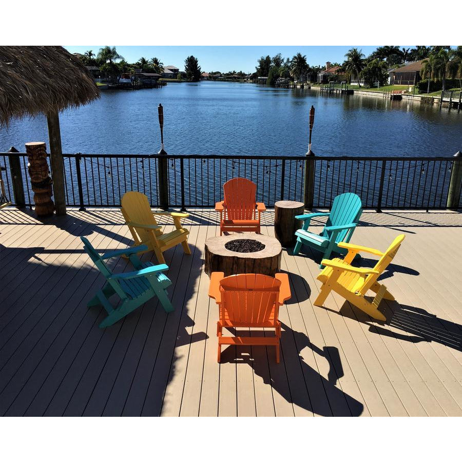 DuraWeather Poly&reg; King Size Folding Adirondack Chair - Exclusive Wood Grain Poly-resin