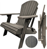 DuraWeather Poly&reg; King Size Folding Adirondack Chair - Exclusive Wood Grain Poly-resin