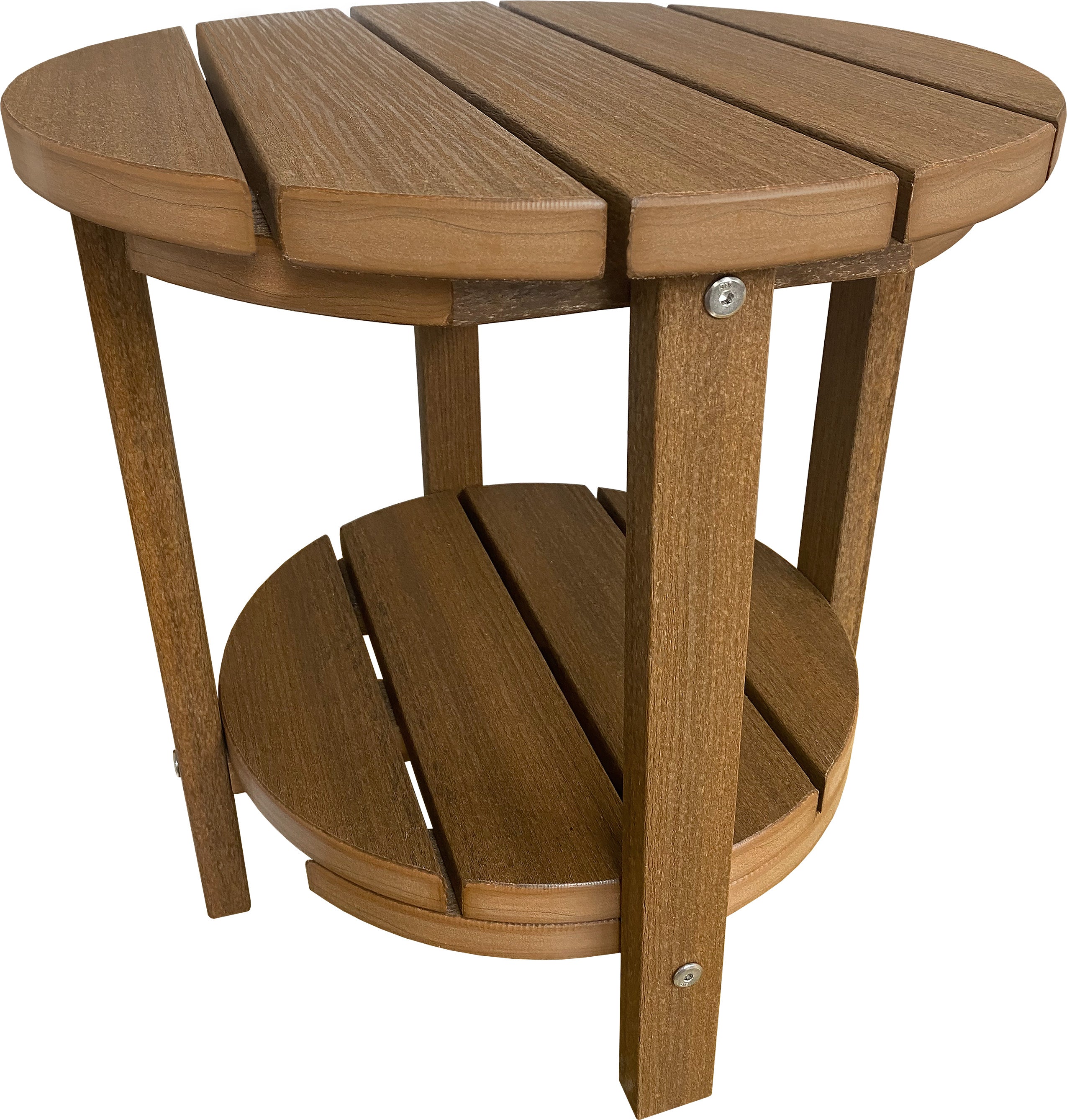 DuraWeather Poly® Upright Adirondack Chair & Two Tier 18" Round End Table Set