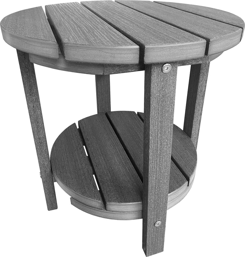 DuraWeather Poly® Upright Adirondack Chair & Two Tier 18" Round End Table Set