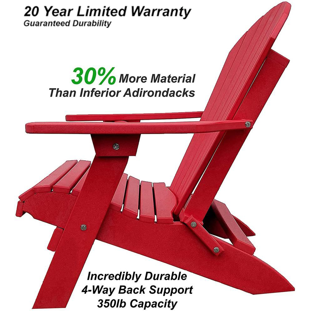 DuraWeather Poly&reg; King Size Folding Adirondack Chair - (Strawberry Red)