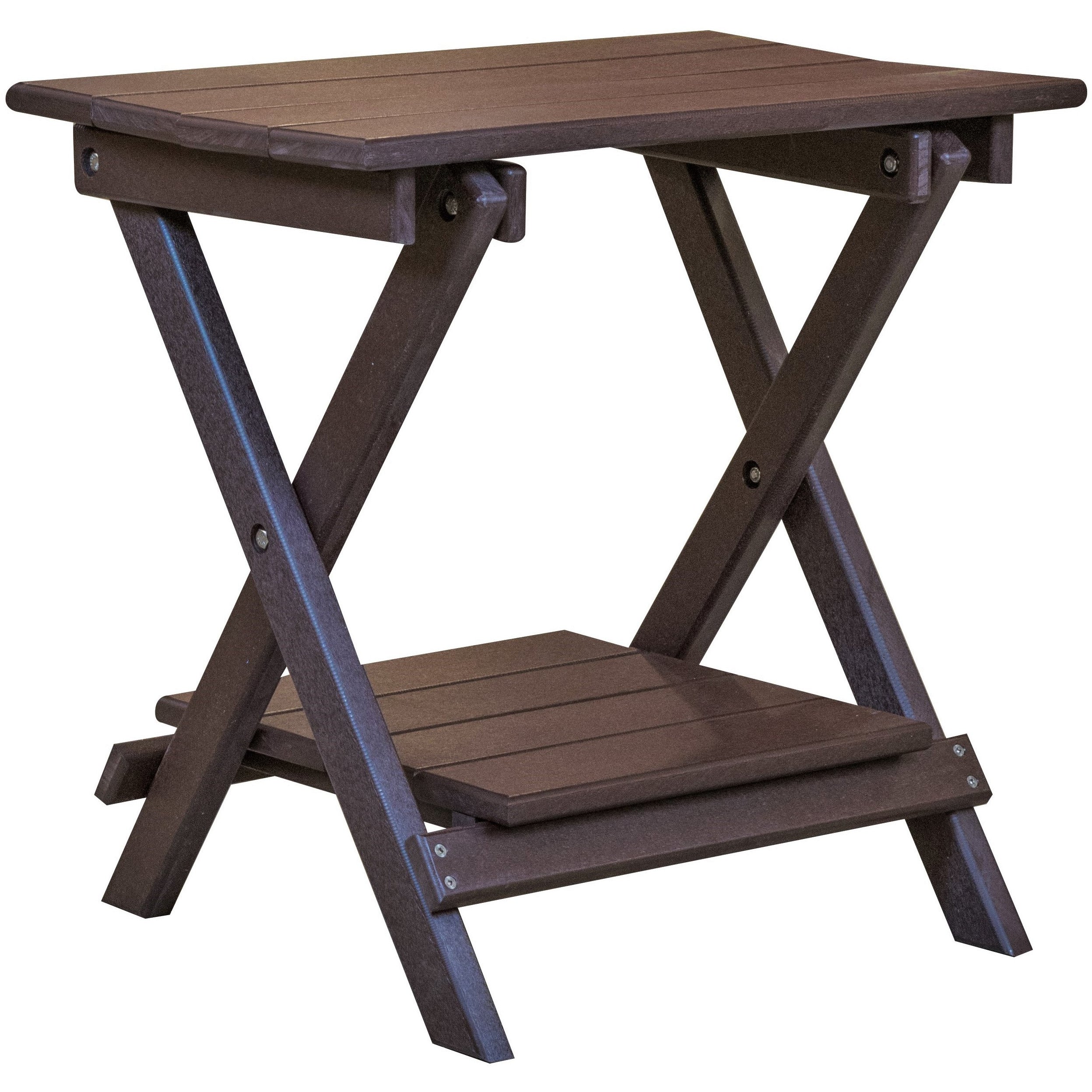 duraweather polywood rustic outdoor patio furniture folding end table with removable shelf