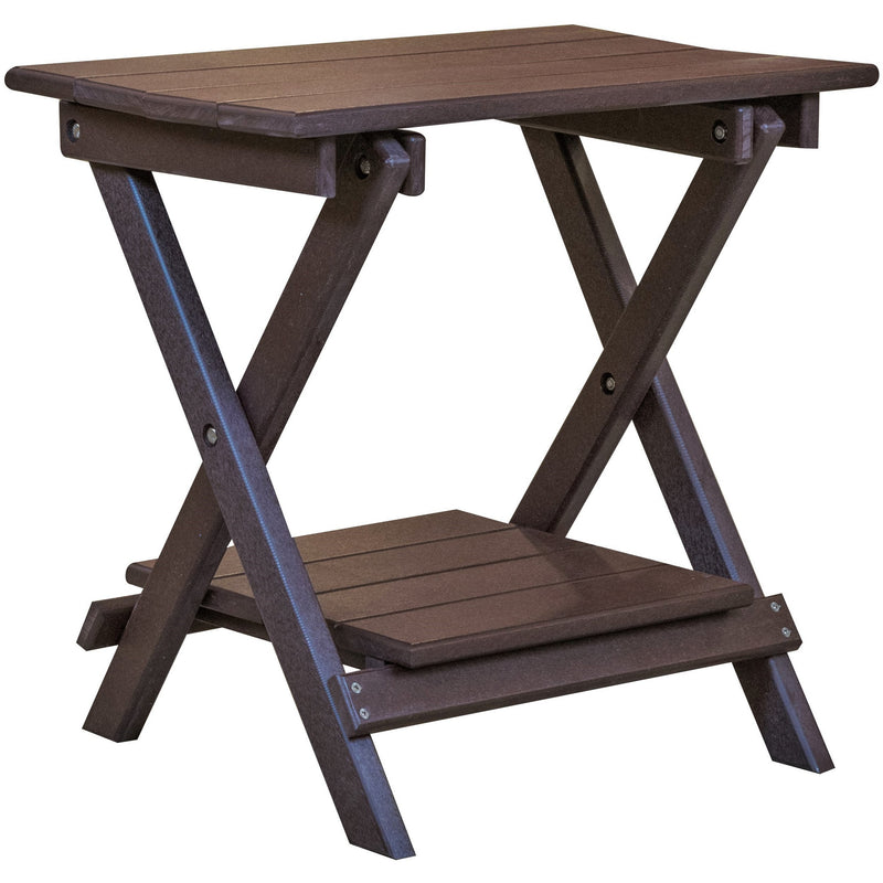 duraweather polywood rustic outdoor patio furniture folding end table with removable shelf