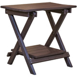 brown poly wood folding end table with removable serving tray