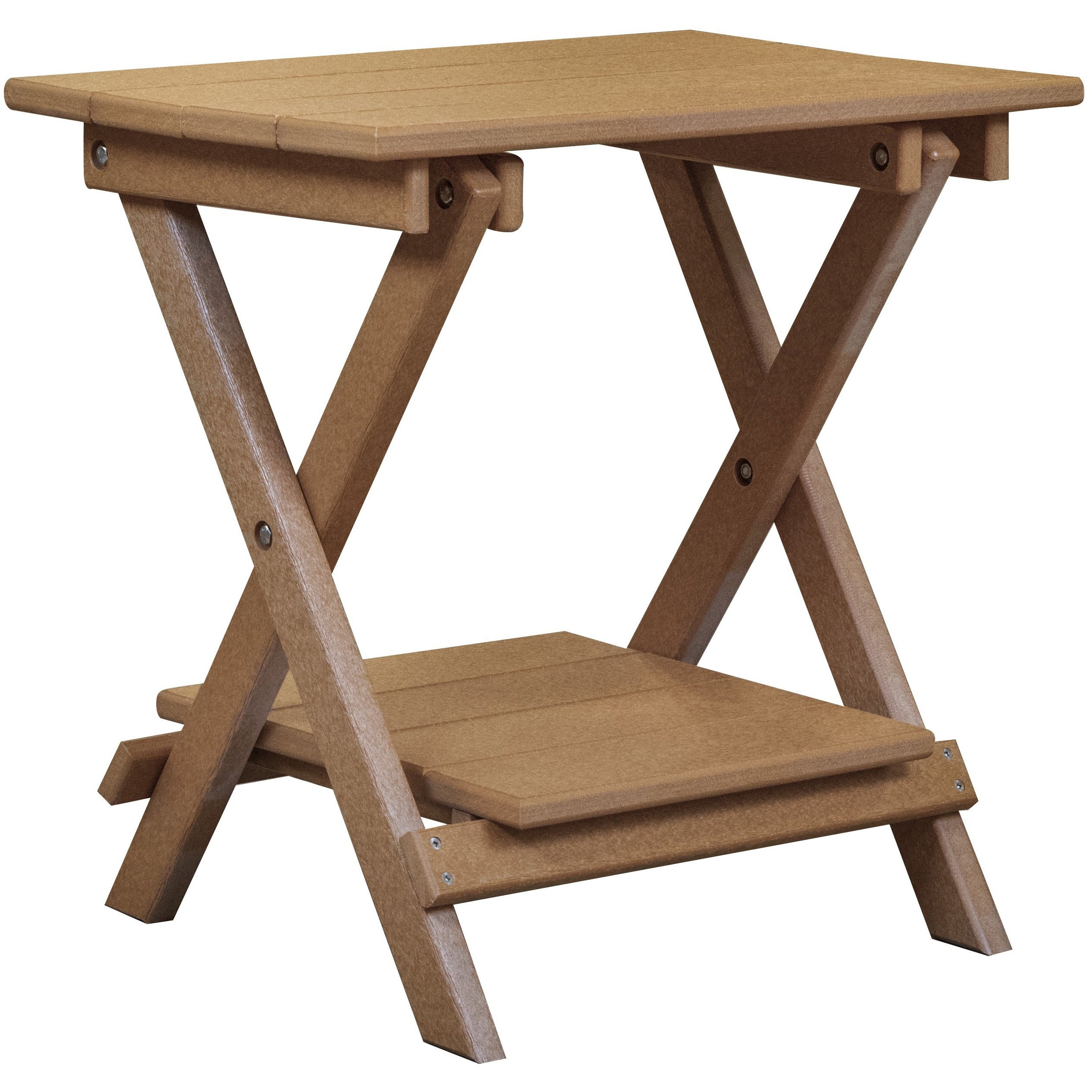 duraweather polywood rustic outdoor patio furniture folding end table with removable shelf