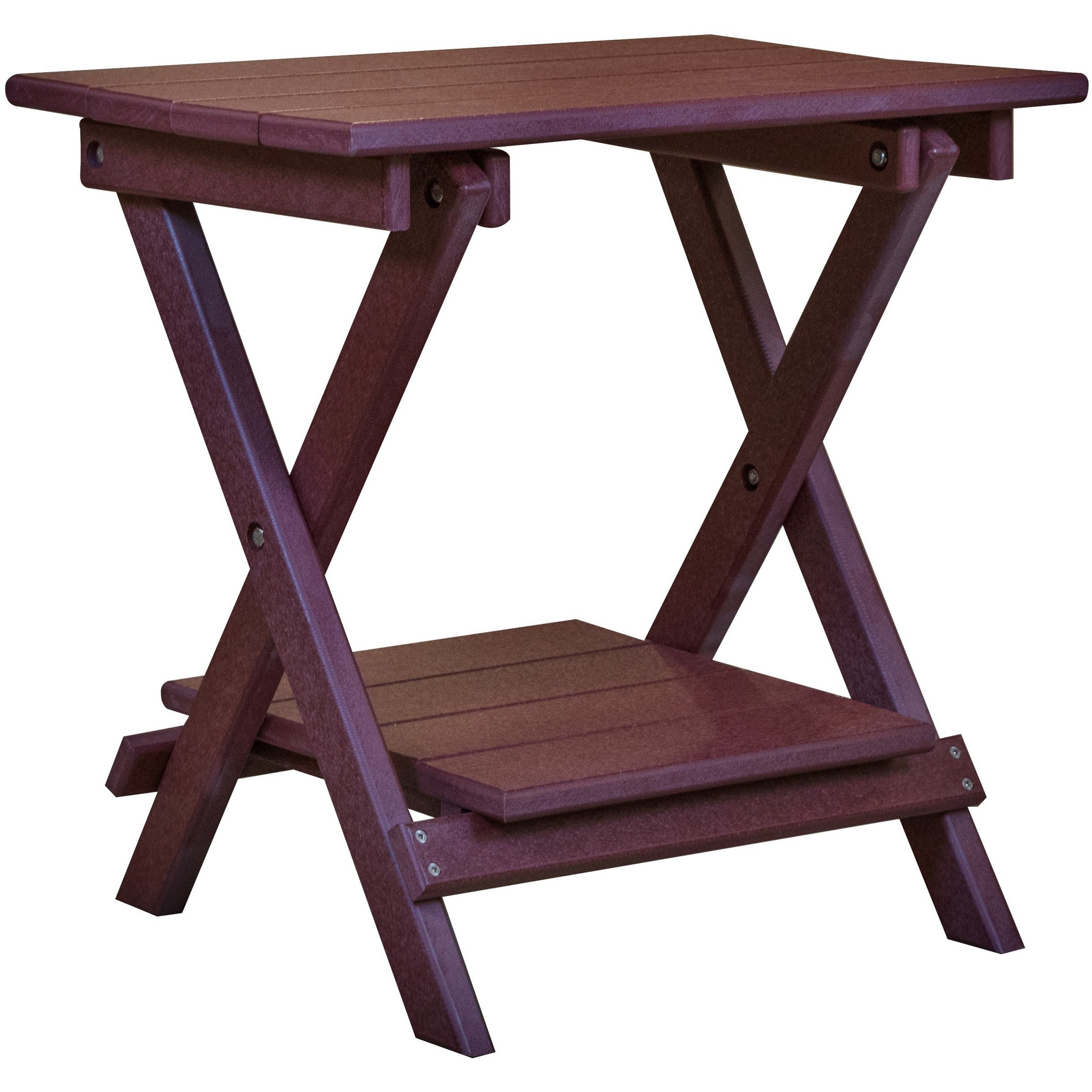 duraweather polywood rustic outdoor patio furniture folding end table with removable shelf