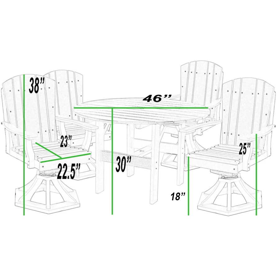 DURAWEATHER POLY® 5-Piece Plantation Dining Table Set With Four Swivels