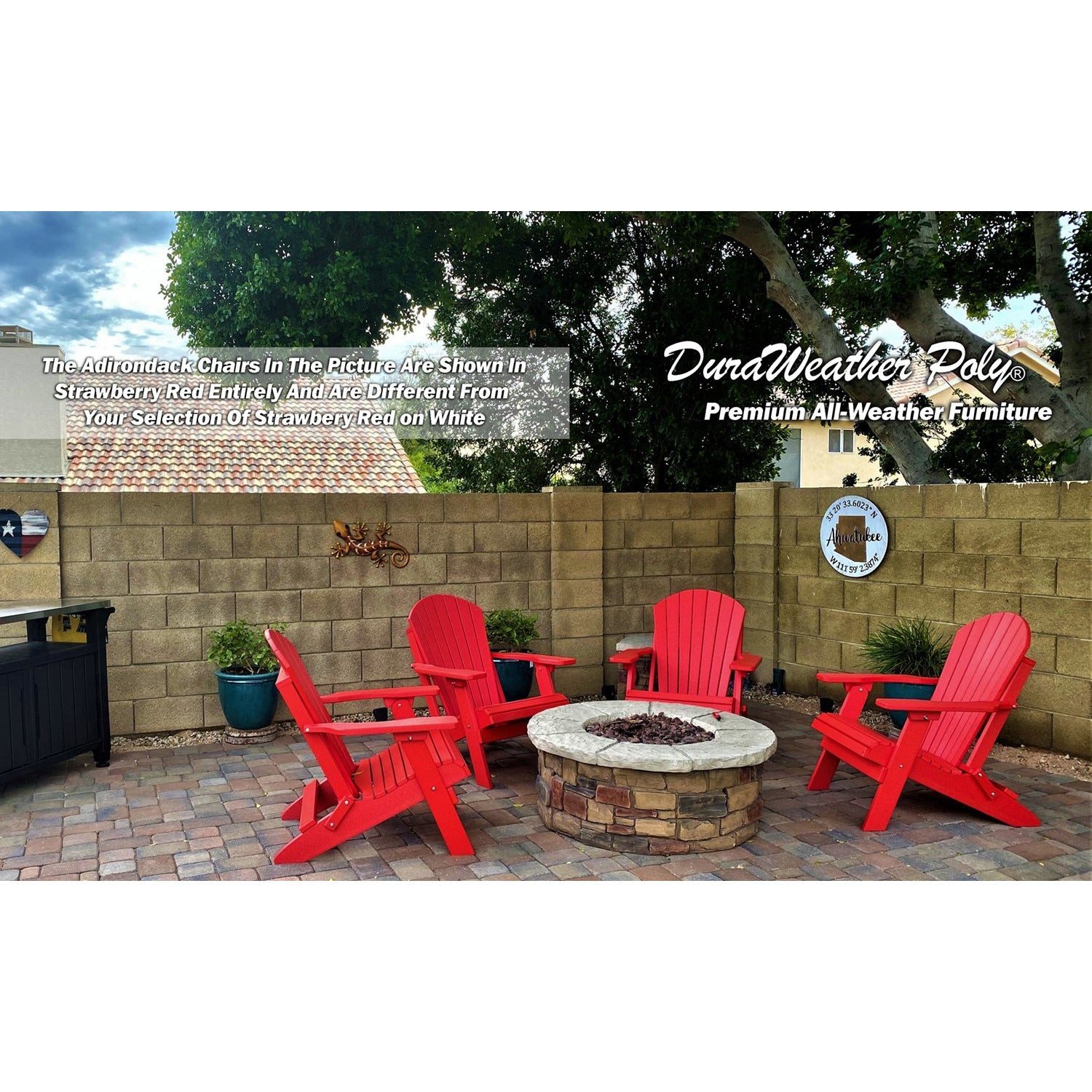 DuraWeather Poly&reg; King Size Folding Adirondack Chair - Exclusive Wood Grain Poly-resin