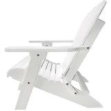 side view of white duraweather king size folding adirondack chair all weather poly wood