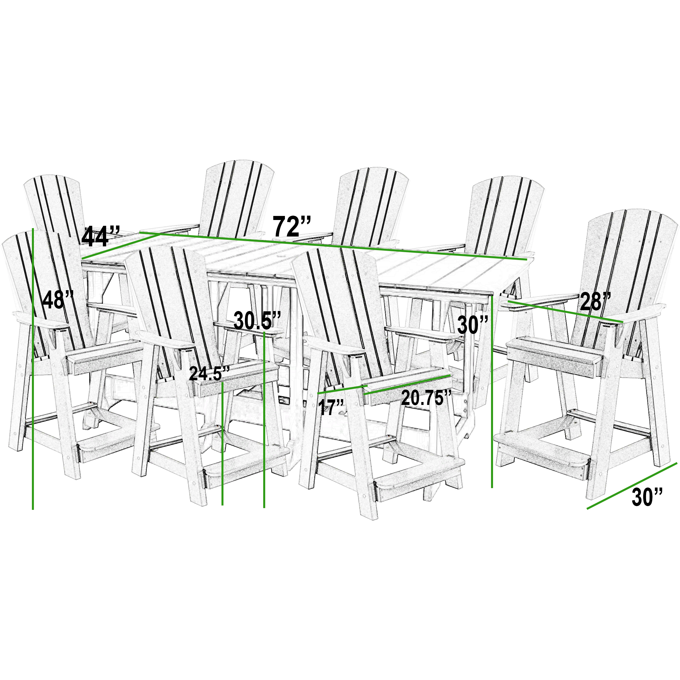 DURAWEATHER POLY® 9-Piece Plantation Dining Table Set Counter Height