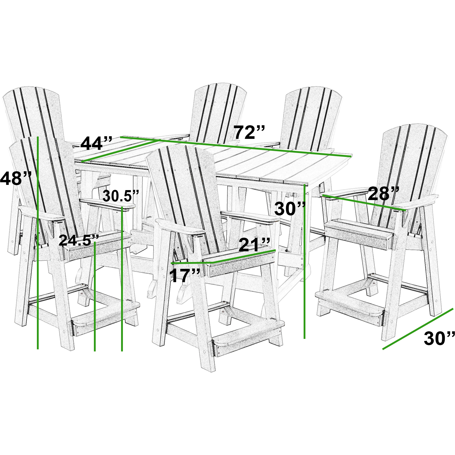 DURAWEATHER POLY® 7-Piece Plantation Counter Height Dining Table Set